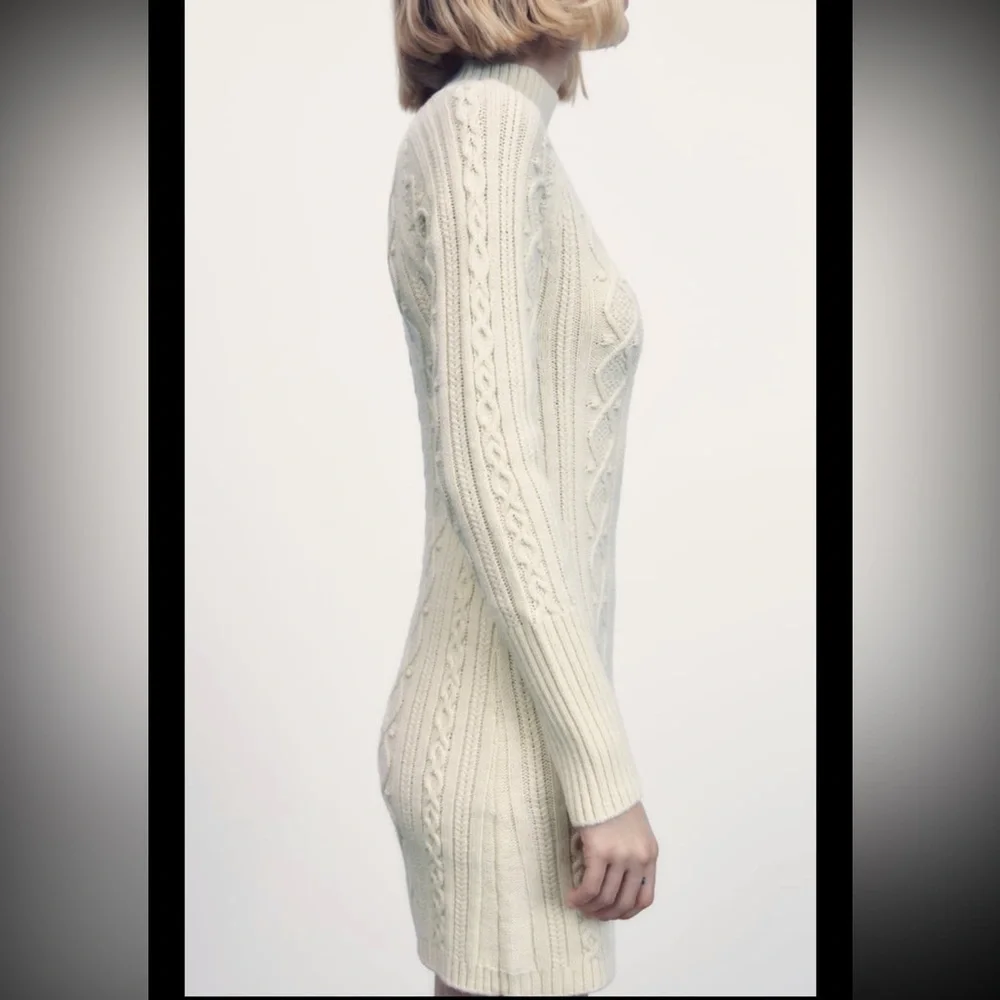 NWT Zara Cable Knit Dress - Picture 12 of 14